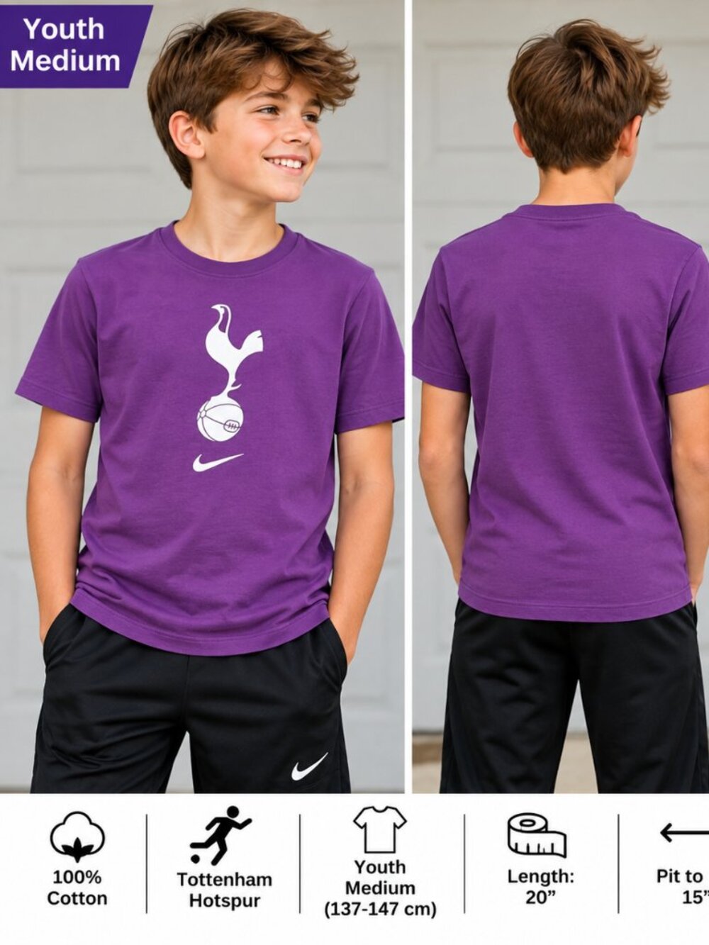 Nike Tottenham Hotspur Spurs Youth T-Shirt Purple – Medium